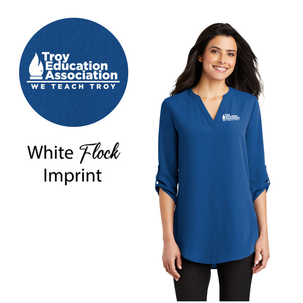 Troy Education Assoc. Port Authority® Women's 3/4-Sleeve Tunic Blouse LW701 / True Blue