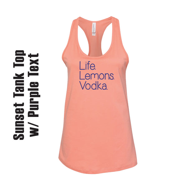 Life. Lemons. Vodka. Tank Top / Summer Vibes / Weekend Wear / Vodka Lover Gift / Happy Hour / Sustainable / Tropical Vibes / Beachy Vibes