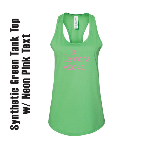 Life. Lemons. Vodka. Tank Top / Summer Vibes / Weekend Wear / Vodka Lover Gift / Happy Hour / Sustainable / Tropical Vibes / Beachy Vibes