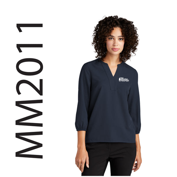 Troy Education Assoc. Mercer+Mettle® Women's Stretch Crepe 3/4-Sleeve Blouse MM2011 / Night Navy