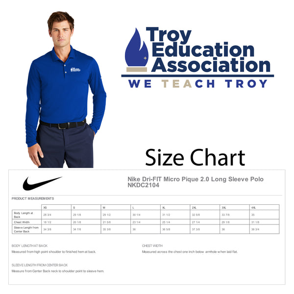 Troy Education Assoc. Nike Dri-FIT Micro Pique 2.0 Long Sleeve Polo NKDC2104 / Game Royal