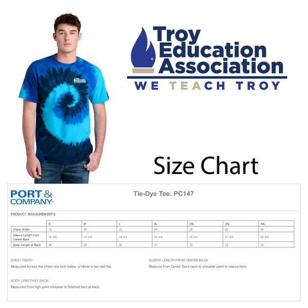 Troy Education Assoc. Port & Company® Tie-Dye Tee. PC147 / Ocean Rainbow