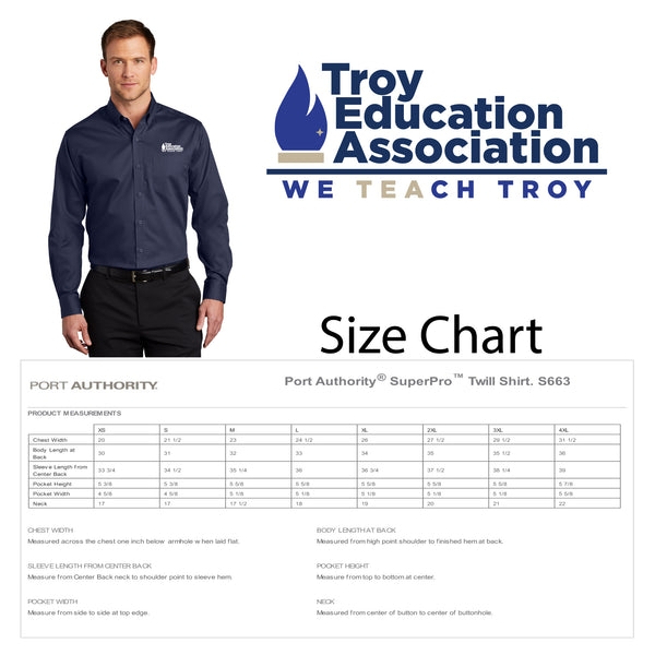 Troy Education Assoc. Port Authority® SuperPro™ Twill Shirt. S663 / True Navy