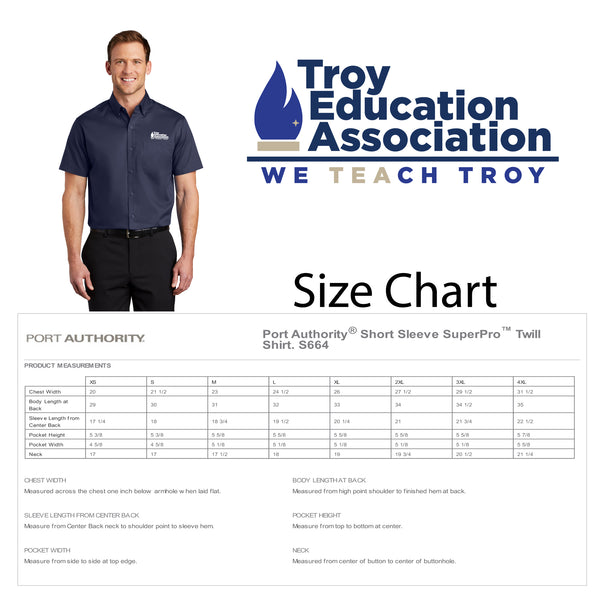 Troy Education Assoc. Port Authority® Short Sleeve SuperPro™ Twill Shirt S664 / True Navy