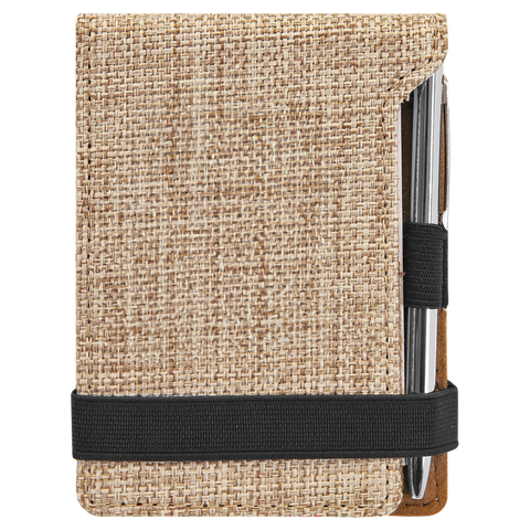 3 1/4" x 4 3/4" Sublimatable Burlap Mini Notepad with Pen