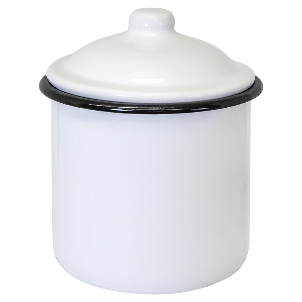 6.25" x 4.7" White/Black Canister with Lid