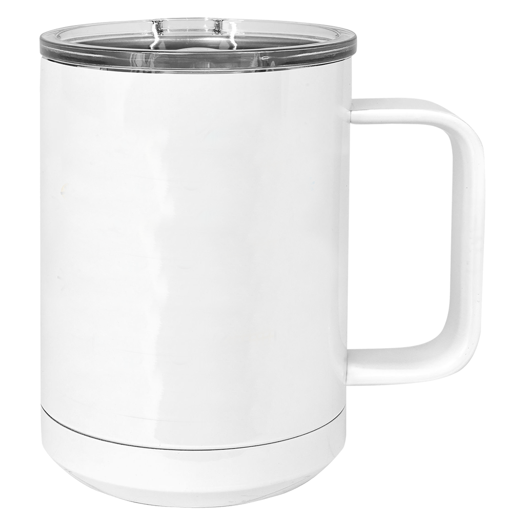 15 oz. White Stainless Steel Insulated Mug with Slider Lid