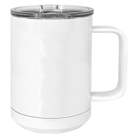 15 oz. White Stainless Steel Insulated Mug with Slider Lid