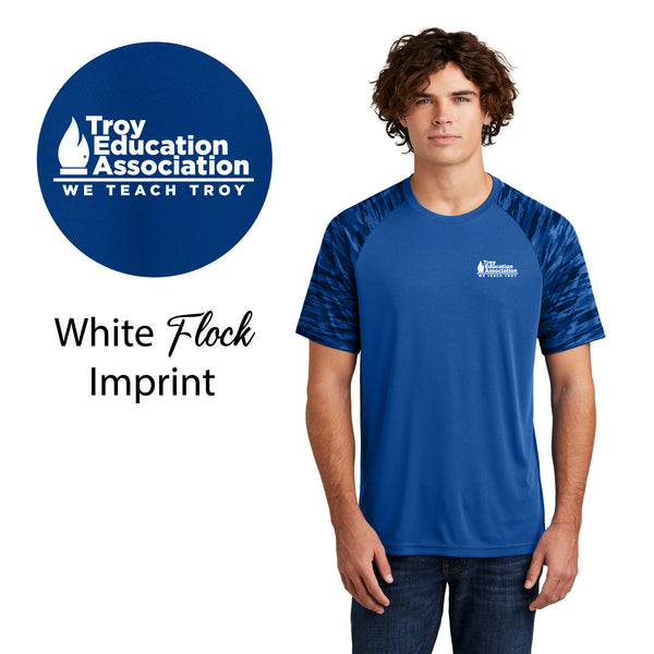 Troy Education Assoc. Sport-Tek® Drift Camo Colorblock Tee. ST376 / True Royal