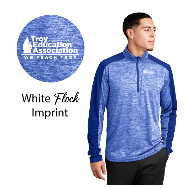 Troy Education Assoc. Sport-Tek® PosiCharge® Electric Heather Colorblock 1/4-Zip Pullover. ST397 / True Royal Electric-True Royal