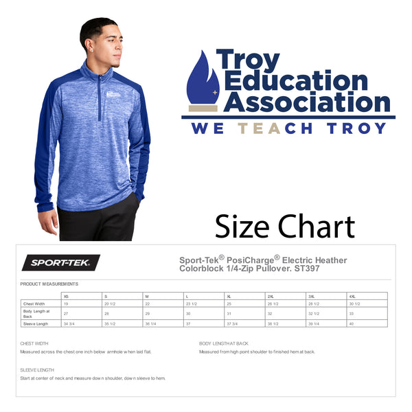 Troy Education Assoc. Sport-Tek® PosiCharge® Electric Heather Colorblock 1/4-Zip Pullover. ST397 / True Royal Electric-True Royal