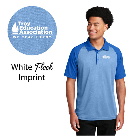 Troy Education Assoc. Sport-Tek ® PosiCharge ® RacerMesh ® Raglan Heather Block Polo ST641 / True Royal Heather-True Royal