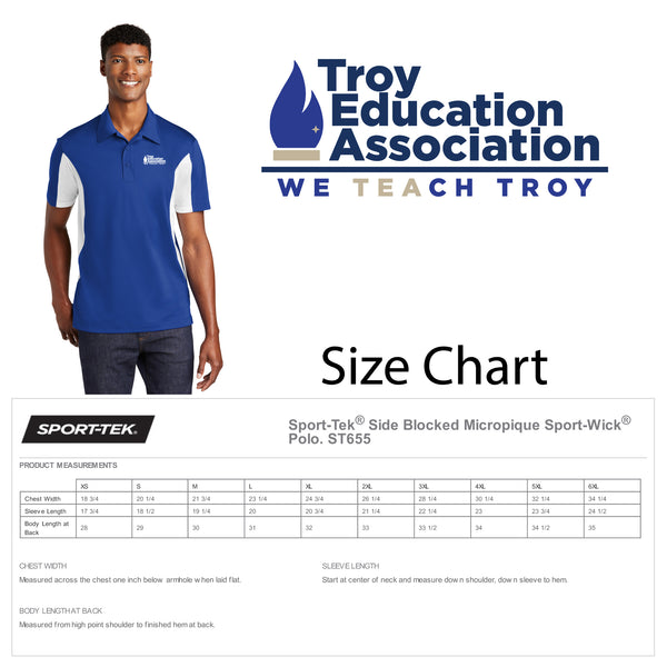 Troy Education Assoc. Sport-Tek® Side Blocked Micropique Sport-Wick® Polo ST655 / True Royal-White