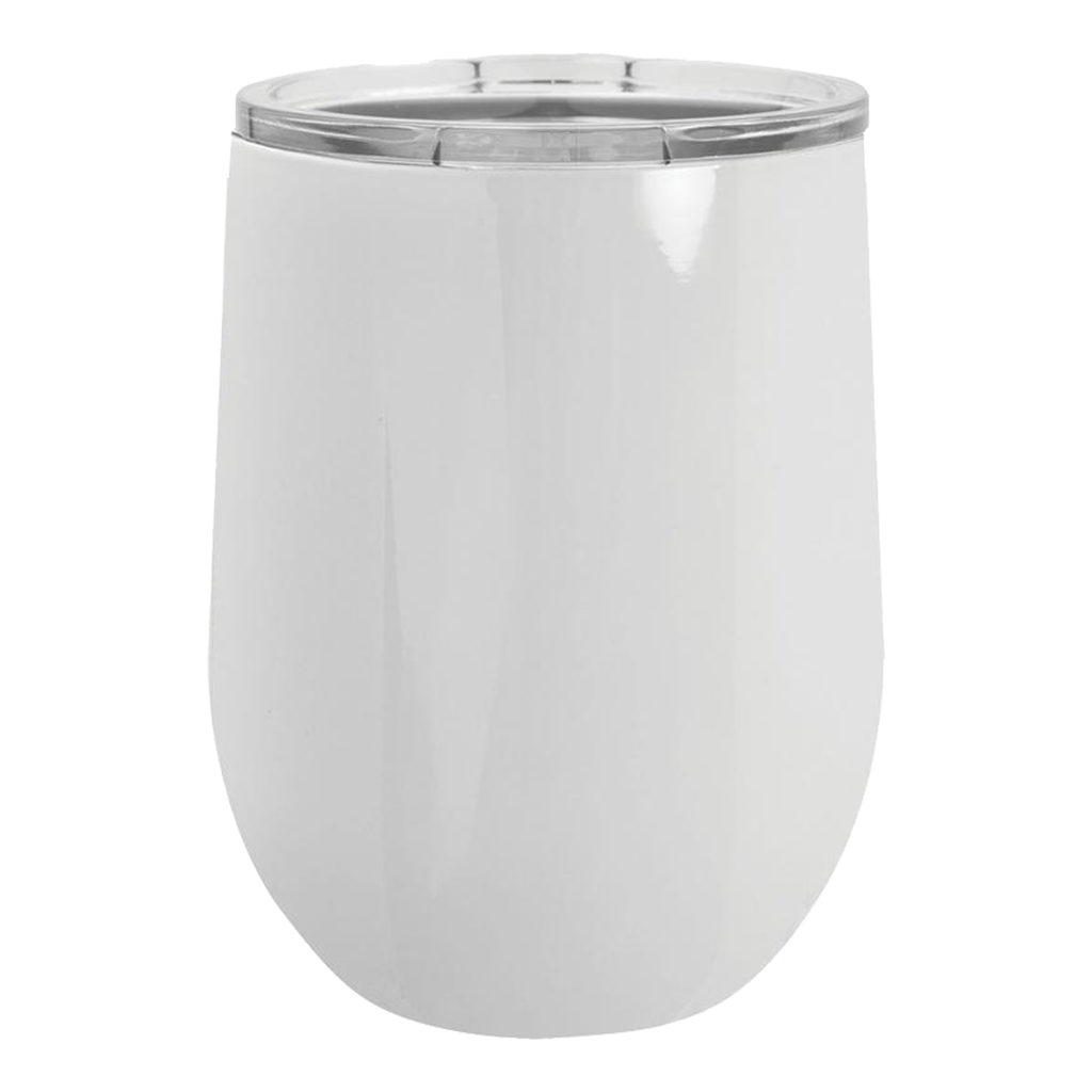12 oz. White Stemless Stainless Steel Wine Tumbler