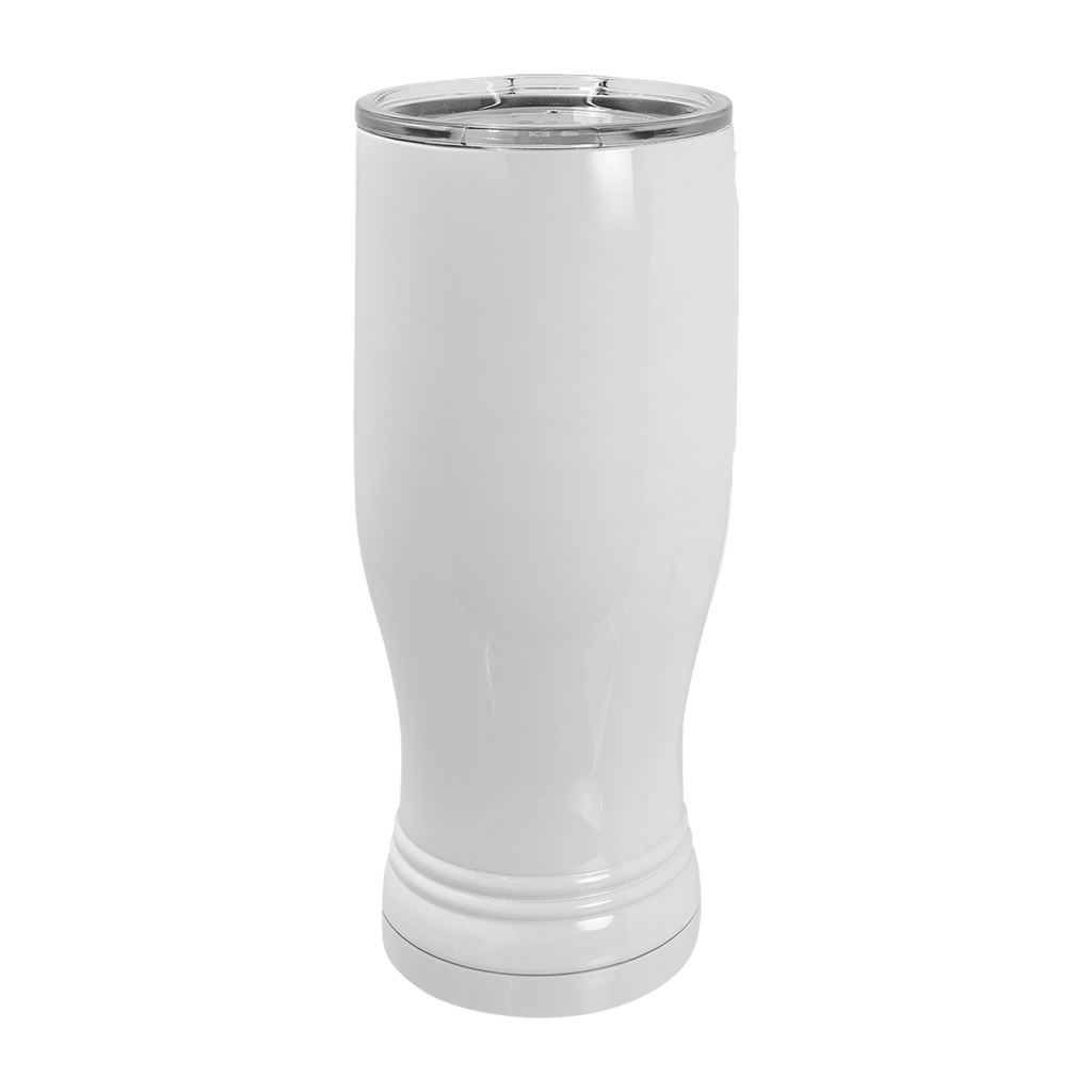 20 oz. White Pilsner Tumbler with Clear Lid