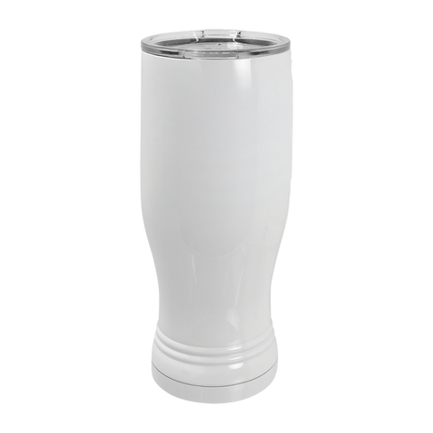 20 oz. White Pilsner Tumbler with Clear Lid