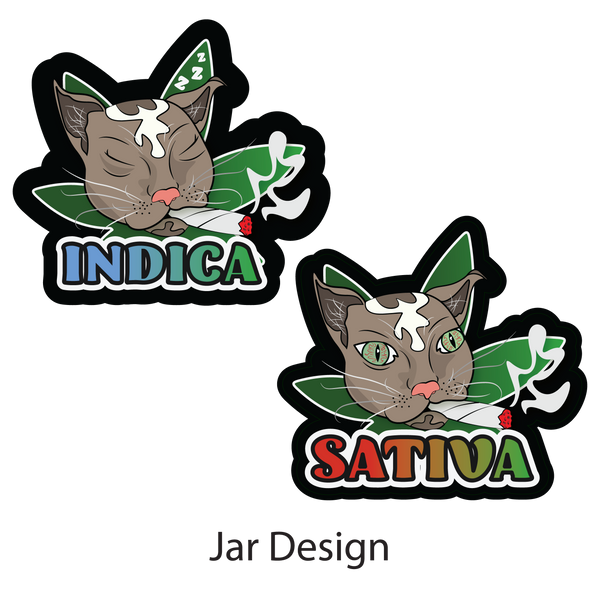 "Indica/Sativa Cat Mood" 14 oz. Stash Jar + Free Sticker