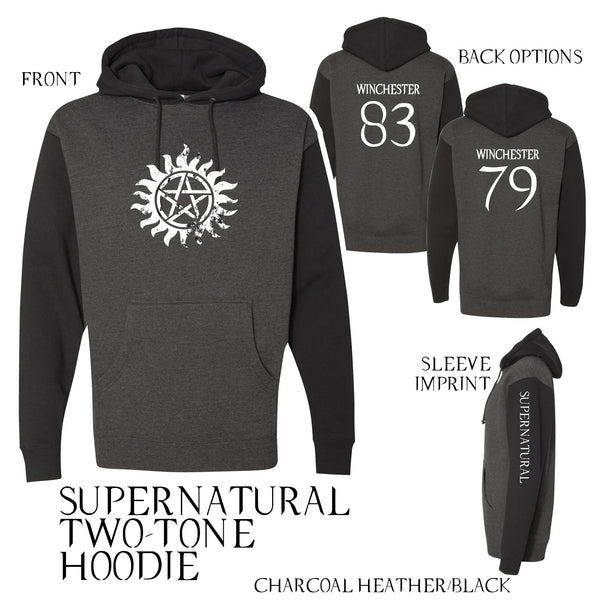 Supernatural Two-Tone Heavyweight Hooded Sweatshirt Dean Sam Winchester / Monster Hunter / Supernatural