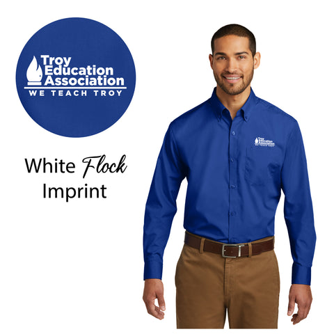 Troy Education Assoc. Port Authority® Long Sleeve Carefree Poplin Shirt / W100 / True Royal