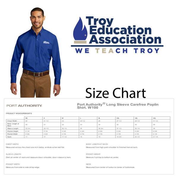 Troy Education Assoc. Port Authority® Long Sleeve Carefree Poplin Shirt / W100 / True Royal