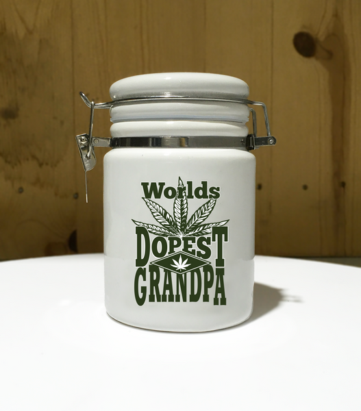 World's Dopest GRANDPA Ceramic 14oz White Sublimation / Weed Stash Jar / Mary Jane / Ganja Jar / Snoop / That's Dope / Weed Grandfather / Higher / Papa