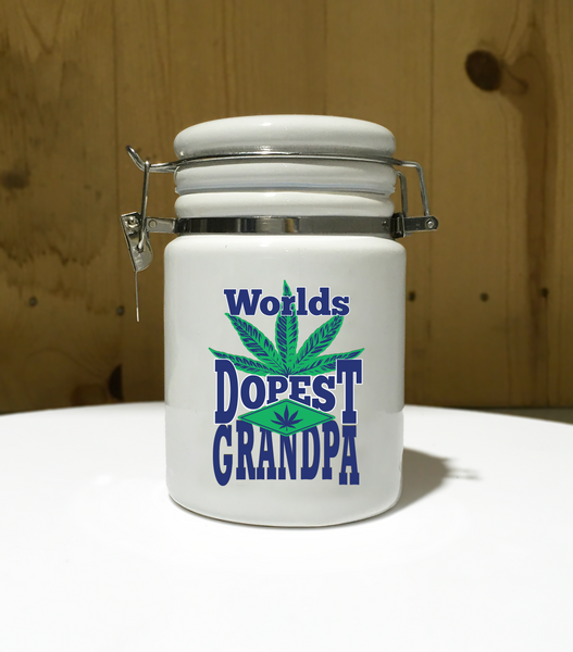 World's Dopest GRANDPA Ceramic 14oz White Sublimation / Weed Stash Jar / Mary Jane / Ganja Jar / Snoop / That's Dope / Weed Grandfather / Higher / Papa