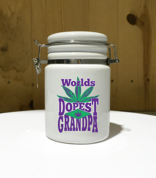 World's Dopest GRANDPA Ceramic 14oz White Sublimation / Weed Stash Jar / Mary Jane / Ganja Jar / Snoop / That's Dope / Weed Grandfather / Higher / Papa