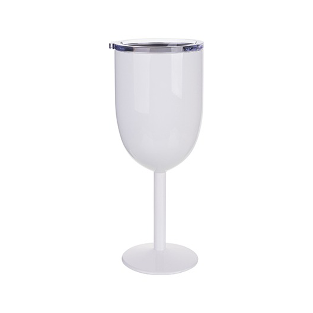 White 11oz Stainless Steel Wine Glass