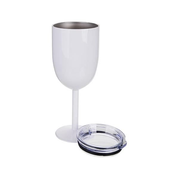 White 11oz Stainless Steel Wine Glass