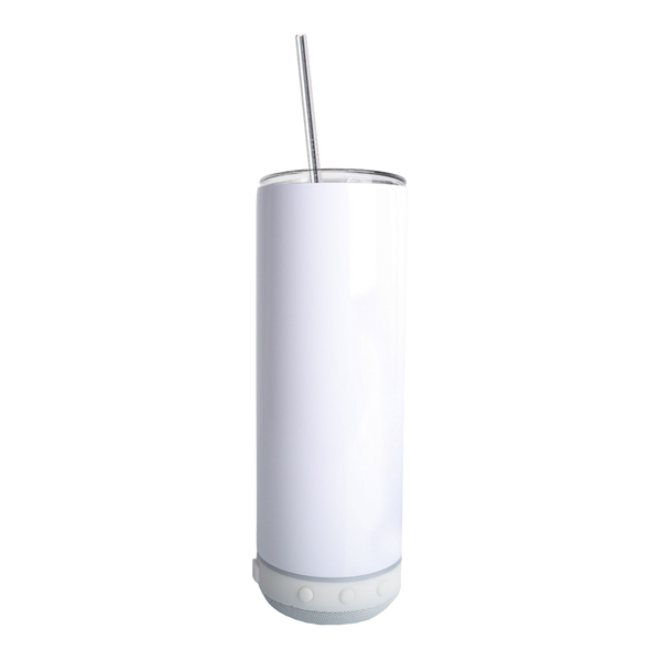 20oz Bluetooth Speaker Skinny Tumbler with White Speaker