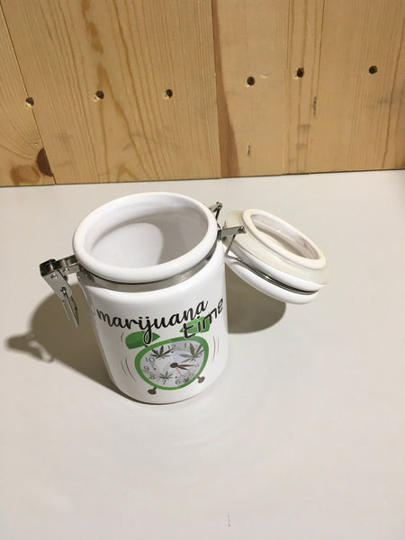 "Marijuana Time" 14 oz. Stash Jar + Free Sticker