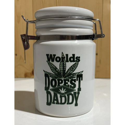 "Worlds Dopest Daddy" 14 oz. Stash Jar + Free Sticker