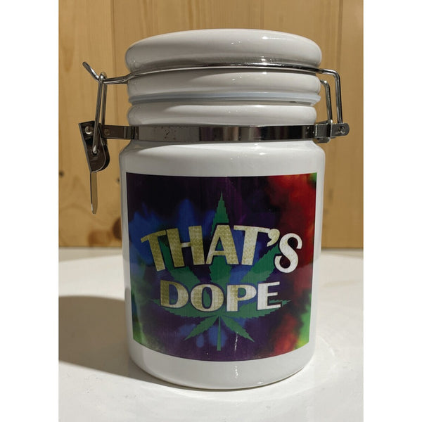 "That's Dope" Weed Leaf Tie Dye Design 14 oz. Stash Jar + Free Sticker