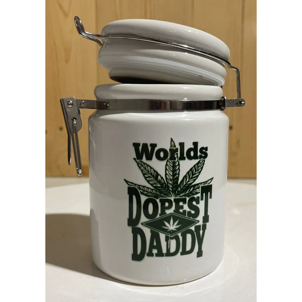 "Worlds Dopest Daddy" 14 oz. Stash Jar + Free Sticker