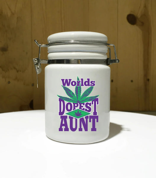 "Worlds Dopest Aunt" 14 oz. Stash Jar + Free Sticker