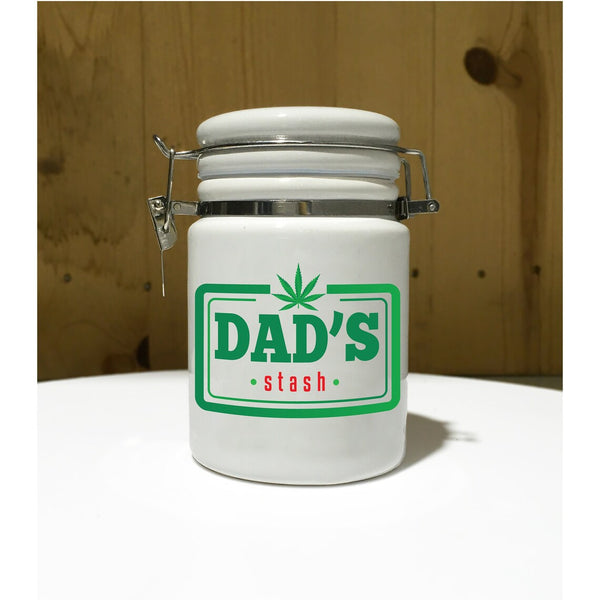 Dad's Stash Ceramic 14oz Storage White Sublimated Weed STASH JAR / Gifts For Him / Father's Day / Storage Container / With free sticker
