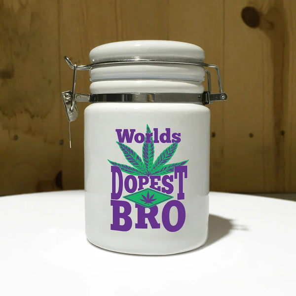 "Worlds Dopest Bro" 14 oz. Stash Jar + Free Sticker