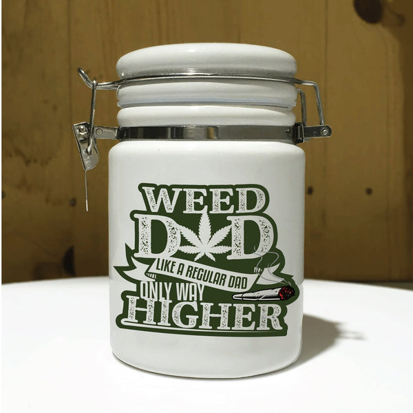 Weed Dad Like A Regular Dad Only Way Higher Ceramic 14oz White Weed Stash Jar, Father's Day, Gift for Him, Birthday / With free sticker