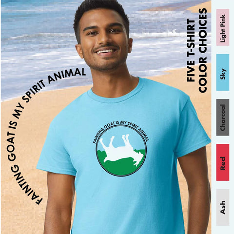 "Fainting Goat is My Spirit Animal" Yoga 100% Cotton T-Shirt