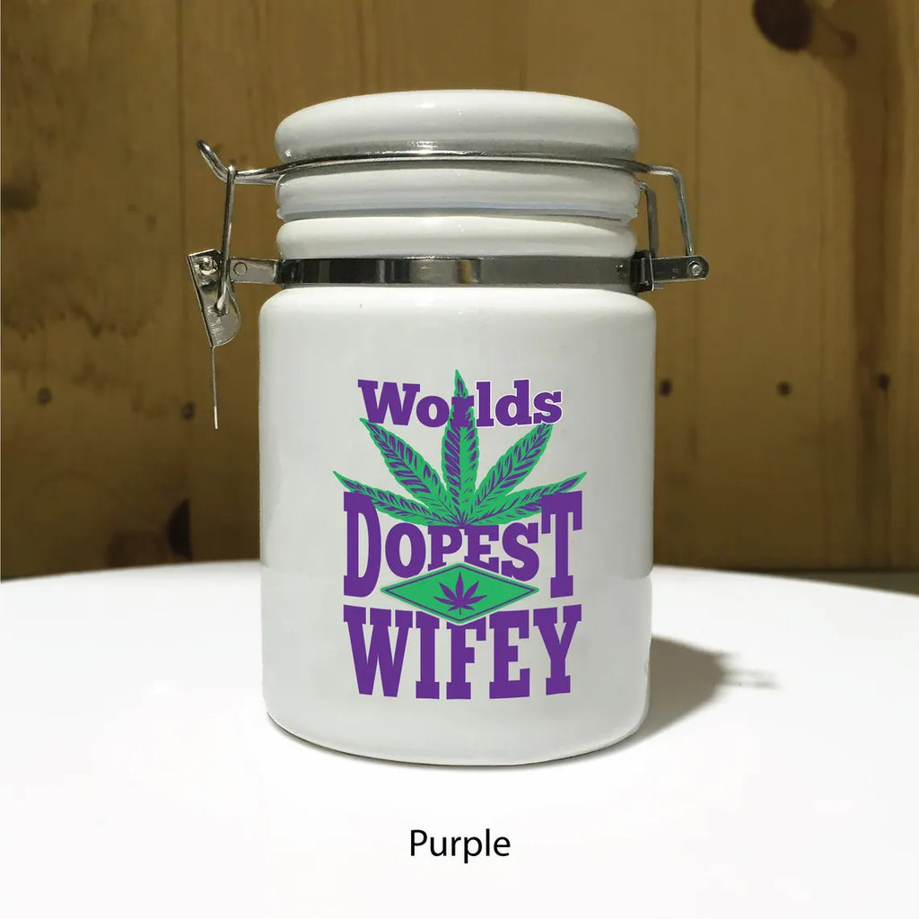 "Worlds Dopest Wifey" 14 oz. Stash Jar + Free Sticker