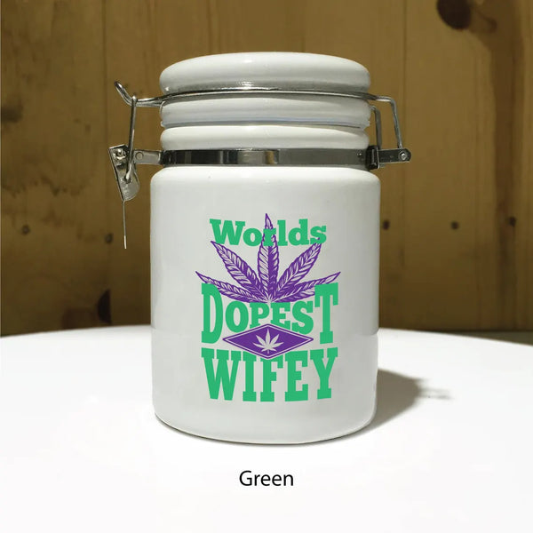 "Worlds Dopest Wifey" 14 oz. Stash Jar + Free Sticker