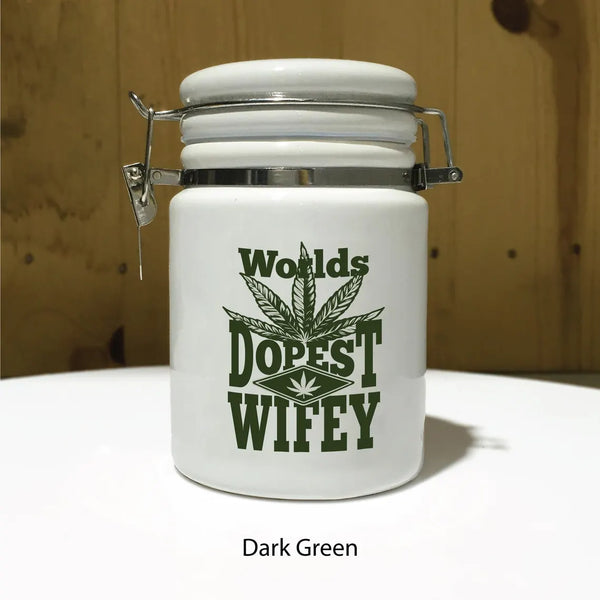 "Worlds Dopest Wifey" 14 oz. Stash Jar + Free Sticker