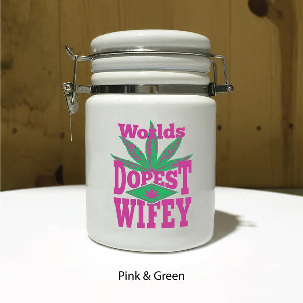 "Worlds Dopest Wifey" 14 oz. Stash Jar + Free Sticker