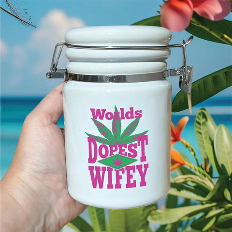 "Worlds Dopest Wifey" 14 oz. Stash Jar + Free Sticker