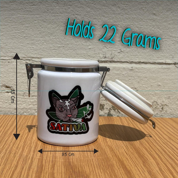 "Indica/Sativa Cat Mood" 14 oz. Stash Jar + Free Sticker