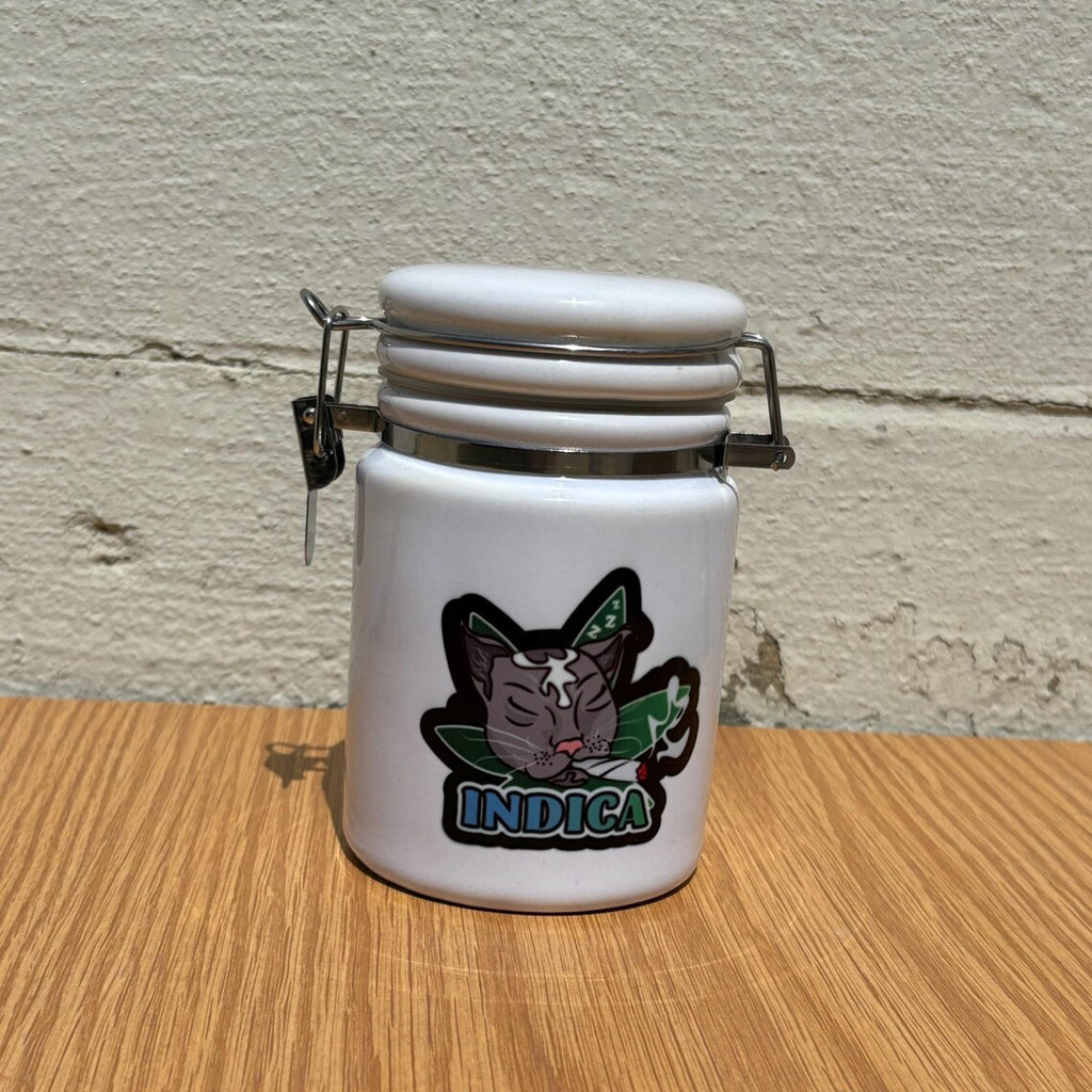 "Indica/Sativa Cat Mood" 14 oz. Stash Jar + Free Sticker