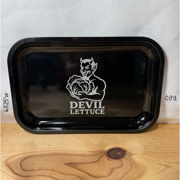 "Devil Lettuce" Aluminum Rolling Tray & Ceramic 14oz White Sublimated Weed Stash Jar Gift Set