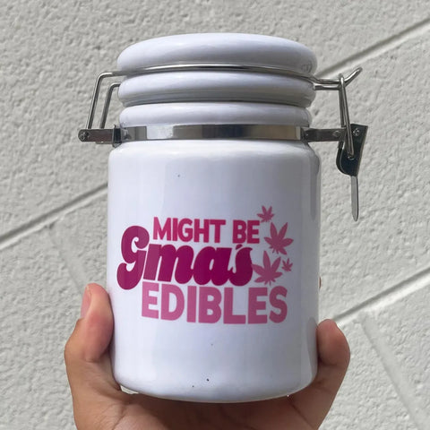 "Might Be Gma's Edibles" 14 oz. Stash Jar + Free Sticker
