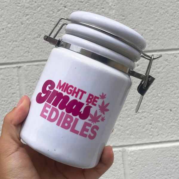 "Might Be Gma's Edibles" 14 oz. Stash Jar + Free Sticker