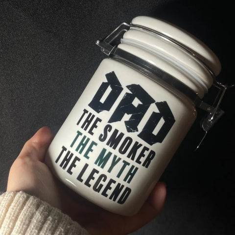 "Dad The Smoker The Myth The Legend" 14 oz. Stash Jar + Free Sticker